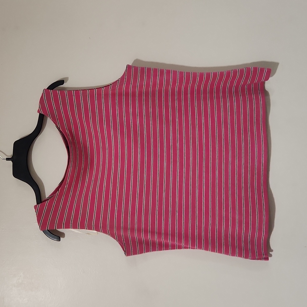 Women's Karen Scott sleeveless tank top with black & white stripes